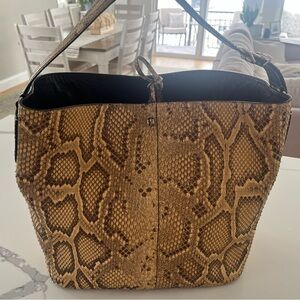 Bally Python Genuine Snakeskin Tote Bag with Leather Pouch Excellent Condition